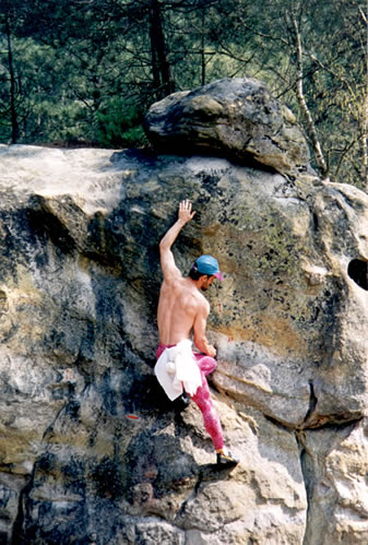 Me, climbing in Fontainbleau
